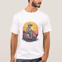 Vintage-Welpen fahren auf einem Scooper-T-Shirt