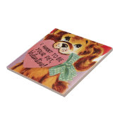 Vintage Welpen HerzValentine Fliese (Seite)