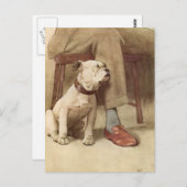 Vintage Welpen-Illustration Postkarte (Vorne/Hinten)