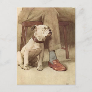 Vintage Welpen-Illustration Postkarte