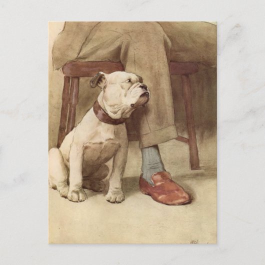 Vintage Welpen-Illustration Postkarte (Vorderseite)