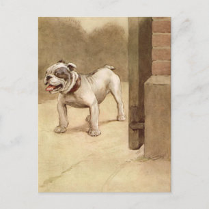 Vintage Welpen-Illustration Postkarte