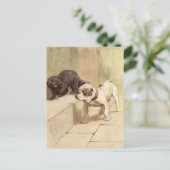 Vintage Welpen-Illustration Postkarte (Stehend Vorderseite)