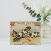 Vintage-Welpen-Postkarte Postkarte (Stehend Vorderseite)