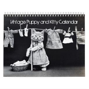 Vintage-Welpen- und Kätzchen-Kalender mit individu Kalender