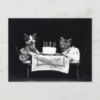 Vintage Welpen und Kätzchen Postkarte