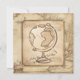 Vintage Welt. Geschenk für Geografie und Geschicht Einladung