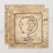 Vintage Welt. Geschenk für Geografie und Geschicht Einladung (Vorne/Hinten)
