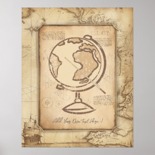 Vintage Welt. Geschenk für Geografie und Geschicht Poster