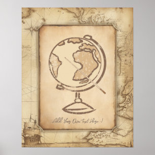 Vintage Welt. Geschenk für Geografie und Geschicht Poster