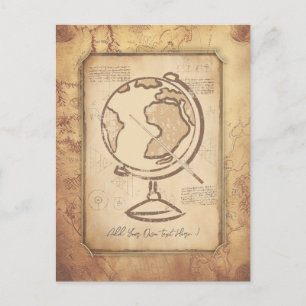 Vintage Welt. Geschenk für Geografie und Geschicht Postkarte