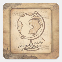 Vintage Welt. Geschenk für Geografie und Geschicht Quadratischer Aufkleber