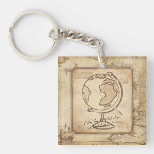 Vintage Welt. Geschenk für Geografie und Geschicht Schlüsselanhänger