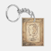 Vintage Welt. Geschenk für Geografie und Geschicht Schlüsselanhänger (Vorderseite links)