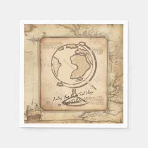 Vintage Welt. Geschenk für Geografie und Geschicht Serviette