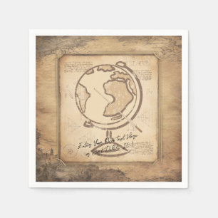 Vintage Welt. Geschenk für Geografie und Geschicht Serviette