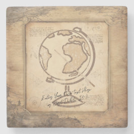 Vintage Welt. Geschenk für Geografie und Geschicht Steinuntersetzer