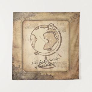 Vintage Welt. Geschenk für Geografie und Geschicht Wandteppich