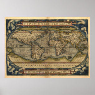 Vintage Weltatlas Antike Karten Druck Poster