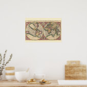 Vintage Weltkarte 1609 Poster (Küche)