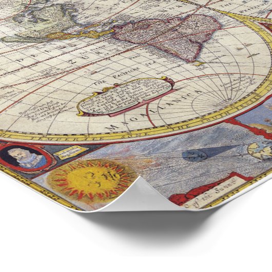 Vintage Weltkarte 1626 Poster (Ecke)