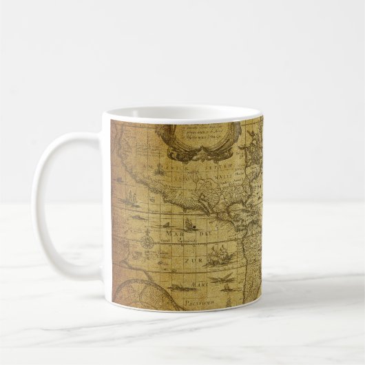 Vintage Weltkarte 1635 Kaffeetasse (Links)
