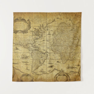 Vintage Weltkarte 1635 Wandteppich
