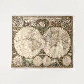 Vintage Weltkarte (1660) Wandteppich (Vorderseite (Horizontal))