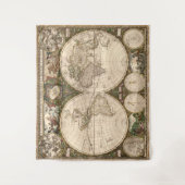 Vintage Weltkarte (1660) Wandteppich (Vorderseite)
