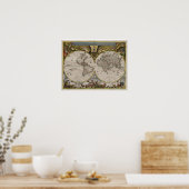 Vintage Weltkarte (1664) Poster (Küche)