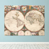 Vintage Weltkarte (1665) 2 Leinwanddruck (Insitu (Holzboden))