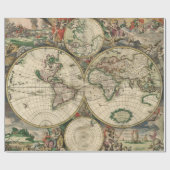 Vintage Weltkarte (1689) Geschenkpapier (Flach)