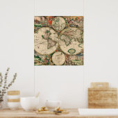 Vintage Weltkarte 1689 Poster (Küche)