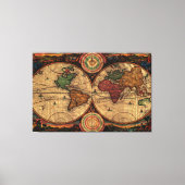 Vintage Weltkarte (1730) - Stilisiert Leinwanddruck (Vorderseite)