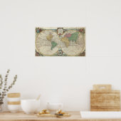Vintage Weltkarte (1744) Poster (Küche)