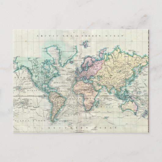 Vintage Weltkarte (1801) Postkarte (Vorderseite)