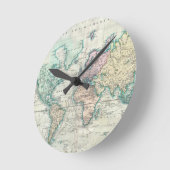 Vintage Weltkarte (1801) Runde Wanduhr (Winkel)