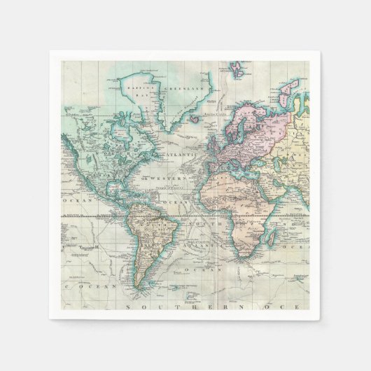 Vintage Weltkarte (1801) Serviette (Vorderseite)