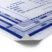 Vintage Weltkarte (1833) White & Blue Poster (Ecke)