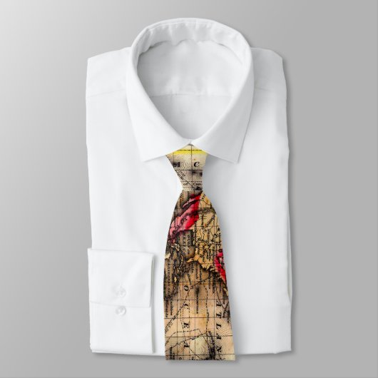 Vintage Weltkarte (1864) - Stilisiert Krawatte (Gebunden)