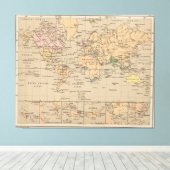 Vintage Weltkarte (1880) Leinwanddruck (Insitu (Holzboden))