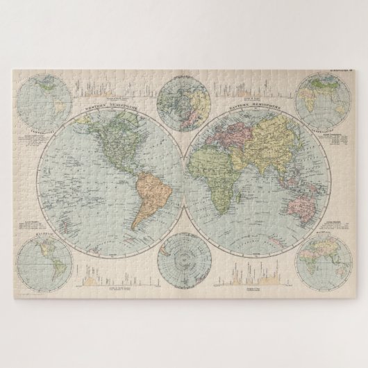 Vintage Weltkarte (1892) Puzzle (Horizontal)