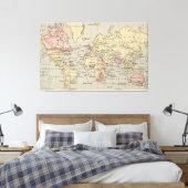 Vintage Weltkarte (1914) Leinwanddruck (Insitu (Schlafzimmer))