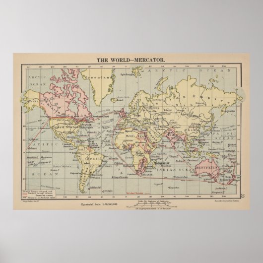 Vintage Weltkarte (1914) Poster (Vorne)