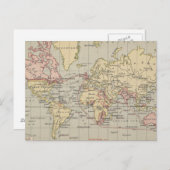 Vintage Weltkarte (1914) Postkarte (Vorne/Hinten)