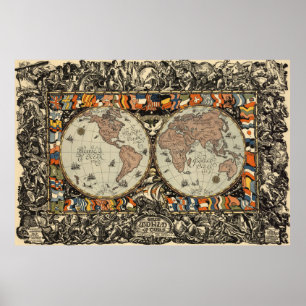 Vintage Weltkarte (1920) Poster