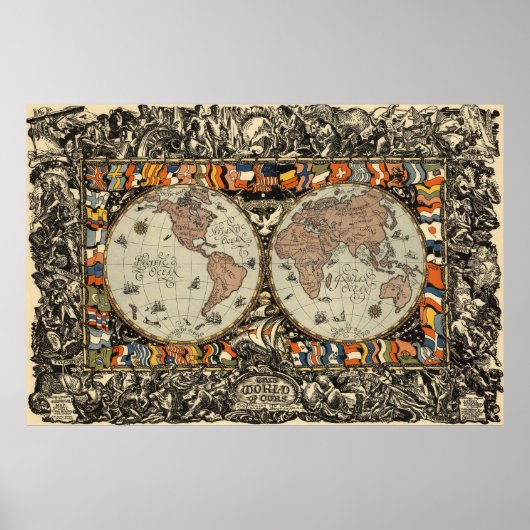 Vintage Weltkarte (1920) Poster (Vorne)