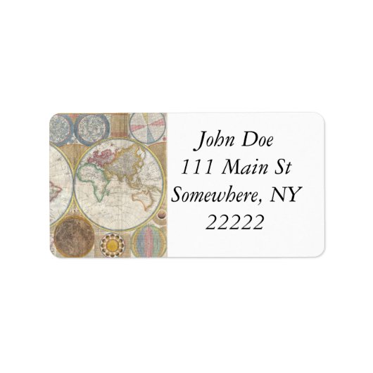 Vintage Weltkarte Adressaufkleber (Vorne)