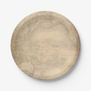 Vintage Weltkarte Altes Denkmal Pappteller