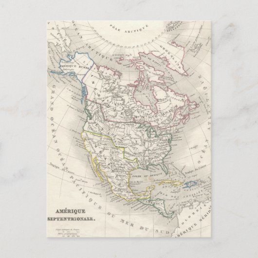 Vintage Weltkarte - Amerika Postkarte (Vorderseite)